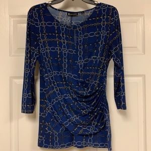 New York & Co blue/black/gray chain pattern top